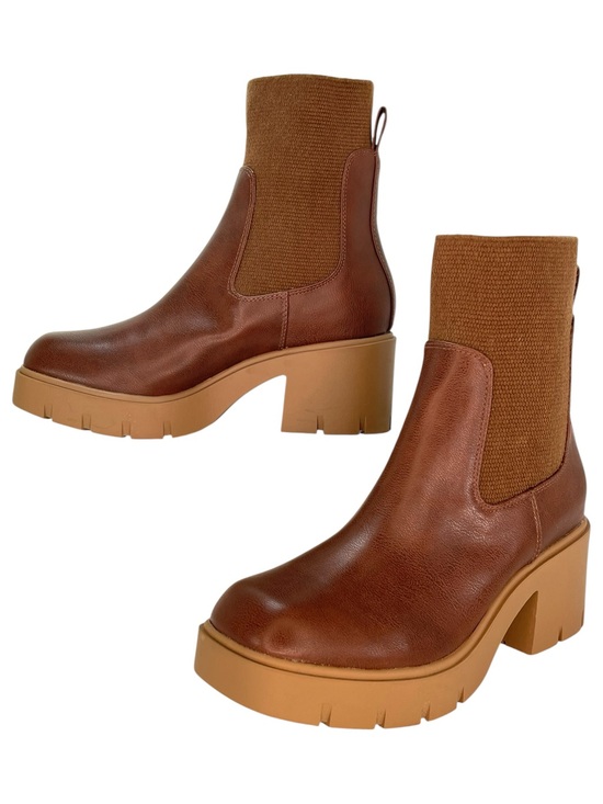 Sun + Stone Shoes - Sun + Stone Verityy Brown Faux Leather Womens Ankle Boots Size 8.5M